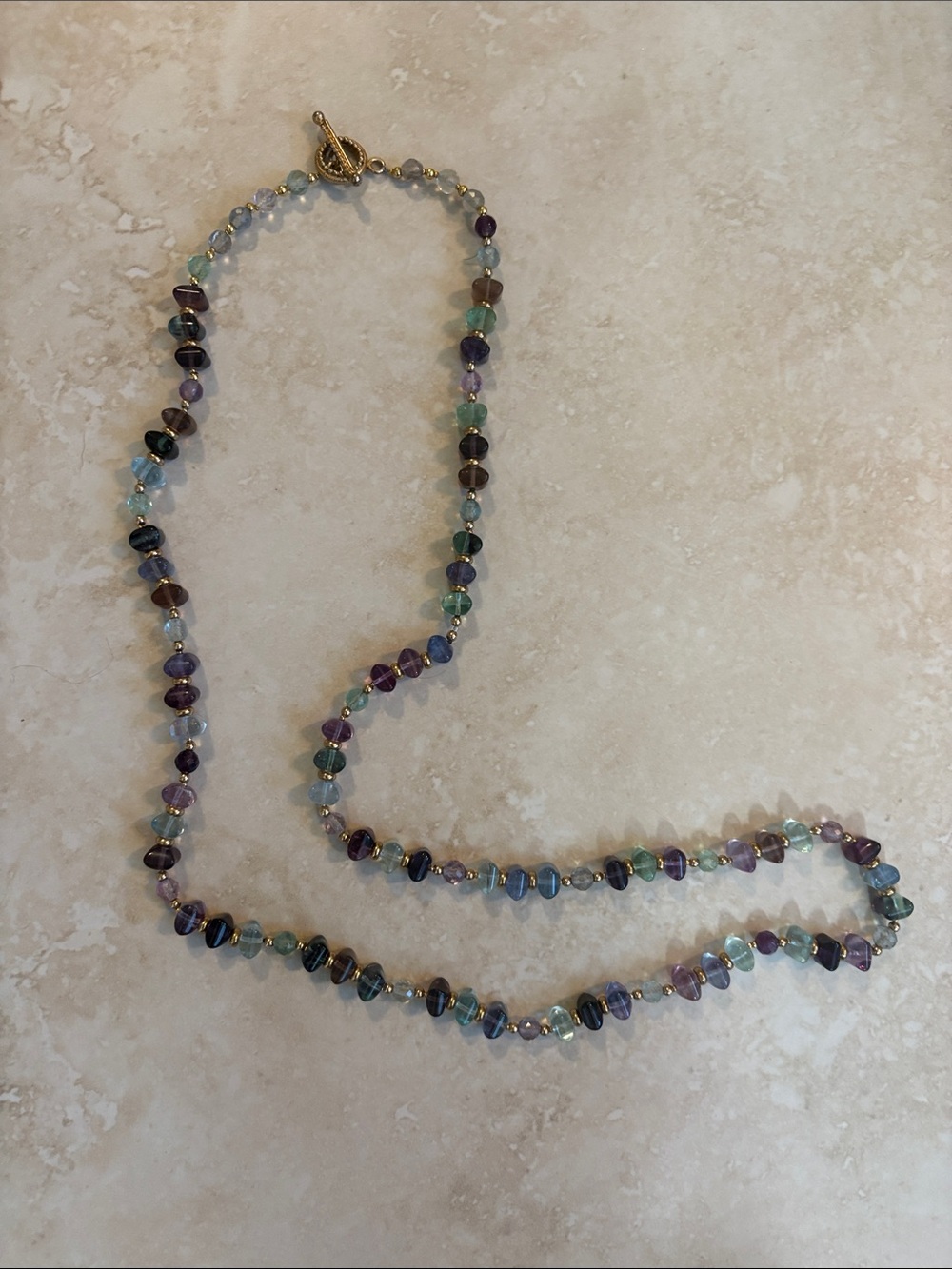 Multicolor Beaded Women’s Necklace with Gold Toggle Clasp